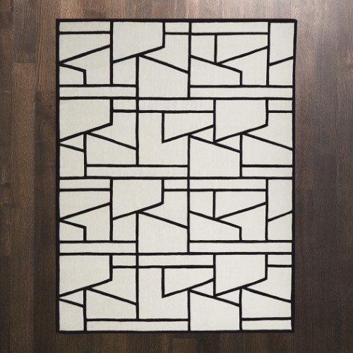 黑白之字形花纹地毯-8x10